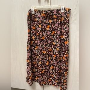 LOFT Floral Button Pull On Midi Skirt